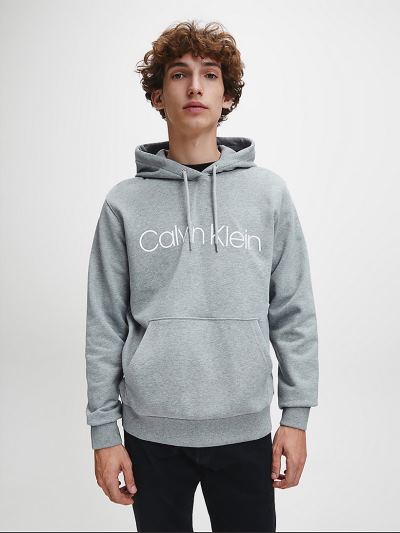 Calvin Klein Ruhák HU933373 | Calvin Klein Organic Cotton Logo Férfi Kapucnis Pulóver Szürke